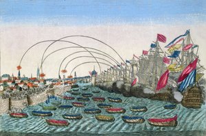 Havannan valtaaminen englantilaisten toimesta vuonna 1762 (ks. myös 110458). tekijältä French School