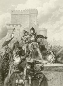 Chevalier Bayard haavoittui Brescian piirityksessä vuonna 1512 tekijältä French School