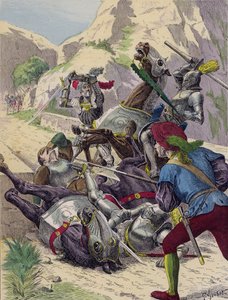 Chevalier de Bayard puolustaa yksin Gariglianon siltaa espanjalaisia vastaan. tekijältä French School