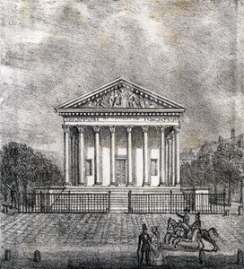 Madeleinen kirkko - "Alphabet Picturesque des Monumens de Paris" noin 1840 (kaiverrus). tekijältä French School