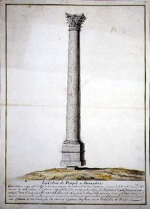 Pompejin pylväs Aleksandriassa, n. 1700 (kynä ja muste ja akvarelli paperille) tekijältä French School