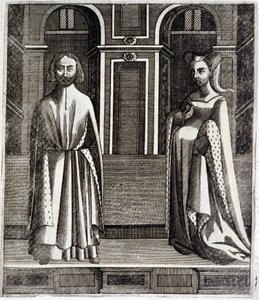 Poitiersin ja Toulousen kreivi Alphonse (1220-1271) ja hänen vaimonsa Jeanne (Raymond VII:n tytär) (1220-1271) - teoksessa "Histoire des counts de Toulouse", Guillaume de Catel, Toulouse tekijältä French School