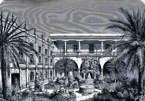Meksikon museon tuomioistuin, The Ancient Cities of the New World, kirjoittanut Claude-Joseph-Desire Charnay, pub. 1887 tekijältä French School