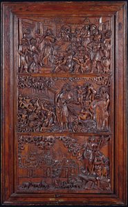 Credo, Paneeli IV: Syntien anteeksisaaminen, Hesekielin visio kuivista luista ja Pyhän Johanneksen näky Jerusalemista, 1587 (puu) (katso myös 414036-8)