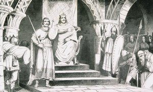 The Crowning of Chilperic II (670-720), Colartin Histoire de Francesta, julkaistu n. 1840 tekijältä French School