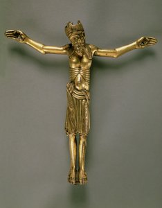 Ristiinnaulittu Kristus, ranska, 1100-luvun toinen puoli (kullattua pronssia) tekijältä French School