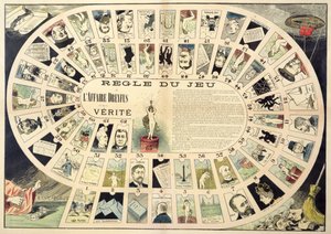Dreyfus Affair Game, jossa on muotokuvia eri henkilöistä, 1800-luvun lopulla tekijältä French School