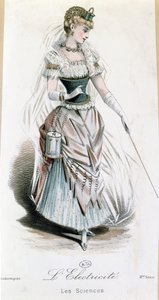 The Electricity Fairy, puku komeaan mekkopalloon paristolla, n.1885 tekijältä French School