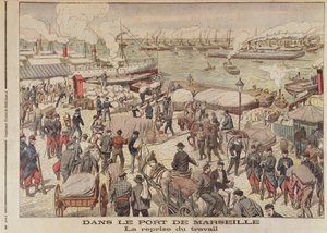 The End of the Strike Marseillessa, kuva Le Petit Journalista, 23. lokakuuta 1904 tekijältä French School