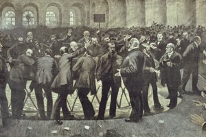 Kuuluisa Corbeille Pariisin pörssissä, noin 1885 tekijältä French School