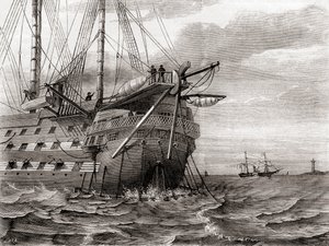 HMS Agamemnon laskemassa transatlanttista lennätinkaapelia 2. elokuuta tekijältä French School
