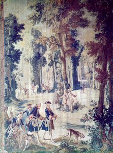 Ludvig XV:n metsästys, kuvakudos, 1700-luvun puoliväli (kuvakudos) tekijältä French School