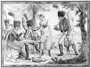 Hussarit ja Vivandiere, 1803 (wc paperilla) tekijältä French School