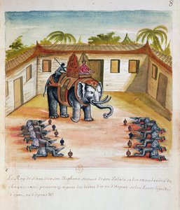 Siamin kuningas elefantissaan, Siamin jesuiittojen kertomuksesta, 1688 (wc paperilla) tekijältä French School