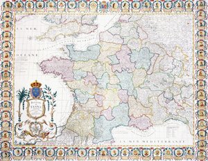 Ranskan kuningaskunta jakautui paikallishallinnoiksi, 1751 tekijältä French School