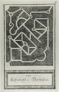 Versaillesin labyrintti, kirjasta "Ethic Amusements", Daniel Bellamy, kaiverrus George Bickham (1684-1769), julkaistu 1770 (kaiverrus) (m/w kuva) tekijältä French School