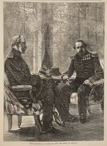 Napoleonin ja Preussin kuninkaan tapaaminen, syyskuu 1870, kuva Cassellsista Ranskan ja Saksan välisen sodan historia, 1870-1871 tekijältä French School