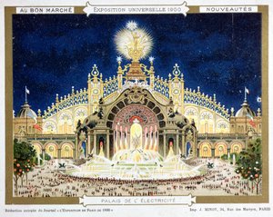 Sähköpalatsi maailmannäyttelyssä, Le Bon Marche -myymälän kuvastosta. tekijältä French School