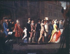 Komedian paluu Comedie Italiennen tukahduttamisen jälkeen, 1697 tekijältä French School