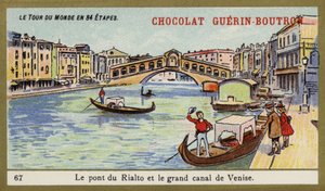 Rialton silta ja Venetsian Grand Canal (chromolitho) tekijältä French School