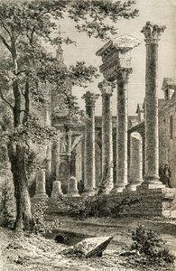 Roomalainen teatteri, Besancon, 1800-luvulla, pastori Samuel G. Greenin teoksesta "French Pictures", julkaistu 1878 (litho) tekijältä French School
