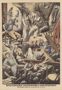San Franciscon maanjäristys 1906 (väri litho) tekijältä French School