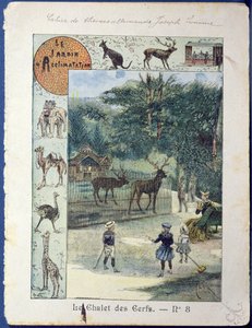 The Stag House at the Jardin dAcclimatation, Pariisi, n. 1900 (värikaiverrus) tekijältä French School
