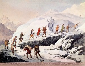 Sveitsiläinen luonnontieteilijä Horace Benedict (Horace-Benedict) Saussuresta (1740-1799) ja ranskalainen vuoristoopas Jacques Balmat nousivat Mont Blancille toisen kerran elokuussa 1787. tekijältä French School
