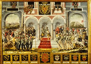 Cateau-Cambresiksen sopimus ja Ranskan Henrik II:n (1519-59) ja Espanjan Filip II:n (1527-98) syleily, 2.-3. huhtikuuta 1559. tekijältä French School