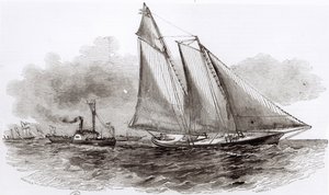 Yacht America johtoon 1851 Cowes Regatta, Le Monde Illustre, 1851 tekijältä French School