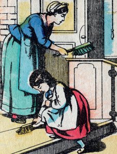 Toimintaa hyvien perheiden tytöille: kotityöt - Epinal-kuva - 1800-luku (kaiverrus) tekijältä French School
