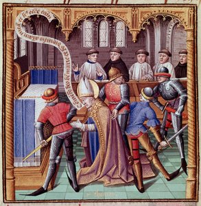 Thomas Becketin salamurha vuonna 1170 (Canterburyn Tuomaksen salamurha) Miniatyyri Vincent de Beauvais