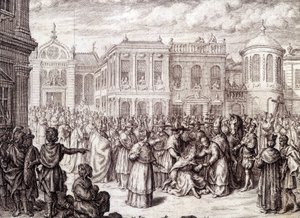 Papesse Jeannen syntymä - M. de Spanheimin "" Papesse Jeannen historiassa", Haag tekijältä French School