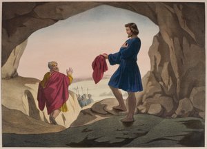 Josephin veren tahraama takki, kuvitus katekismuksesta LHistoire Sainte, julkaisija Charles Delagrave, Pariisi, 1800-luvun lopulla tekijältä French School