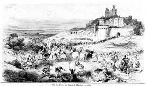 Simon de Montfort vangitsi Béziersin 22. heinäkuuta 1209 tekijältä French School