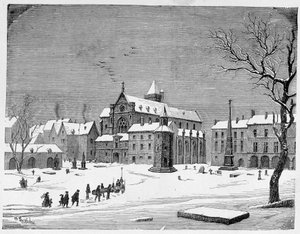 Viattomien hautausmaan kirkko vuonna 1445 - H. Gourdon de Kenouillacin "Pariisissa vuosisatojen ajan" tekijältä French School