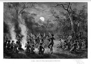 Bumerangitanssi tulen ympärillä Australian aboriginaalien keskuudessa - "Tour du Mondessa" tekijältä French School