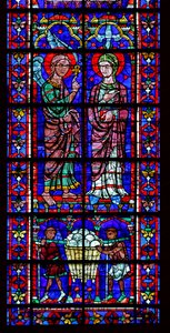 Lahjoittajat - leipurit - ja Annunciation (w100) tekijältä French School