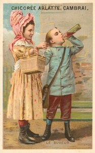Juoja (chromolitho) tekijältä French School