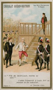 Ranskan kuninkaan Ludvig XVI:n teloitus 21. tammikuuta 1793. (chromolitho) tekijältä French School