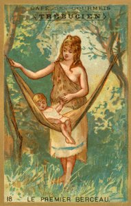 Ensimmäinen kehto (chromolitho) tekijältä French School