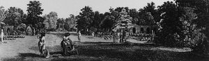 Carlton Housen puutarhat, Pall Mall, teoksesta "Jardins Anglo-Chinois: Details des Nouveaux Jardins a la Mode", kirjoittanut George Louis le Rouge, julkaistu n. 1770-87 (kaiverrus) (valkoinen kuva) tekijältä French School