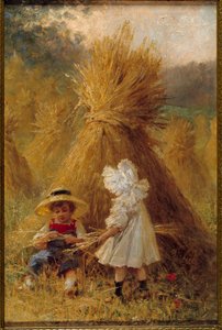 Heinäsuovasta Kaksi lasta pelloilla. 1800-luvun ranskalaisen koulukunnan maalaus. Yksityinen kokoelma tekijältä French School