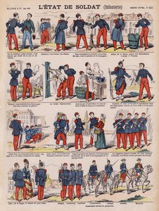 Ranskalaisen jalkaväkisotilaan elämä (värilitho) tekijältä French School