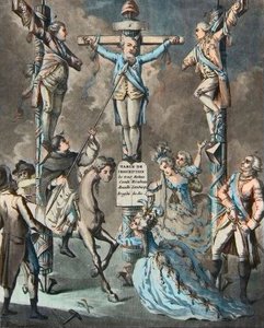 Uusi golgata, Ludvig XVI asetti ristille kapinoiden - 2. ja 3. Monsieur (Louis Stanislas Xavier, Provencen kreivi (1755-1824), Ludvig XVIII) ja Artoisin kreivi (Charles Philippe (1757-1836) Charles Philippe) X), kuninkaan veljet, nojasivat asetuksiin o tekijältä French School