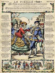 Vanha, suosittu laulu. Kuva Epinalista 1800-luvulta tekijältä French School