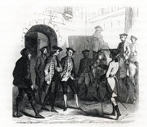 Vincennesin vangit siirrettiin Bastillen vankilaan vuonna 1784 - (kaiverrus) 1846 tekijältä French School
