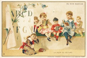 Lukutunti, Pariisi, noin 1900 (kromolitografia). tekijältä French School