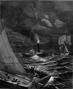 Aluksen valmisti vuonna 1807 Robert Fulton (1765 - 1815) New York - Albany -reittiä varten Hudson-joella. tekijältä French School