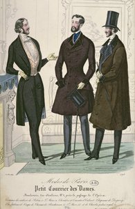 Kolme tyylikästä nuorta miestä, 1841 (värikaiverrus) tekijältä French School